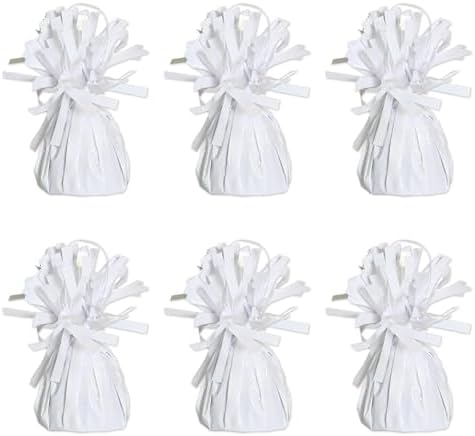 Beistle White Metallic Plastic Wrapped Balloon Weights For Birthday Parties, Weddings, Anniversaries, Table Decor, Celebrating With You Since 1900, 5.5" x 2.5", (Pack of 72)