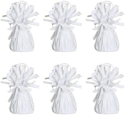 Beistle White Metallic Plastic Wrapped Balloon Weights For Birthday Parties, Weddings, Anniversaries, Table Decor, Celebrating With You Since 1900, 5.5" x 2.5", (Pack of 72)