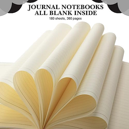 SATINIOR 5 Pack A4 Notebooks Leather Softcover Journal, Black