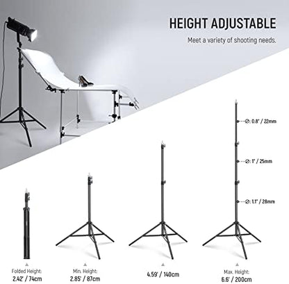 NEEWER Photography Light Stand 2.85-6.6ft/87-200cm, Spring Loaded Aluminum Tripod Stand with ø28mm Thicker Tube Diameter for Ring Light/LED Light/Strobe Flash/Softbox, Max Load 22lbs, ST-200