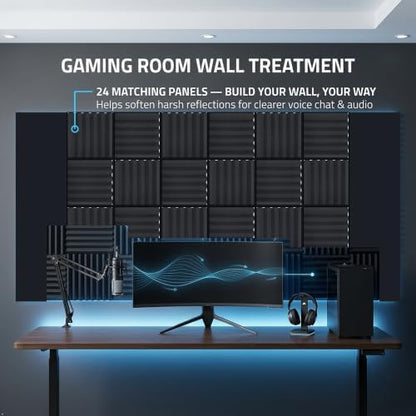 Acoustic Foam Panels, 12 Pack High Density 2 Inch Wedge Sound Absorbing Panels, 12 x 12 x 2 Inch for Studio and Gaming
