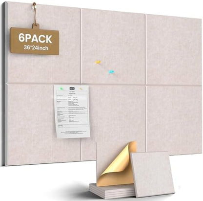 JBER Cork Board Alternative, 6 Pack 36" x 24" Felt Board, Light Camel