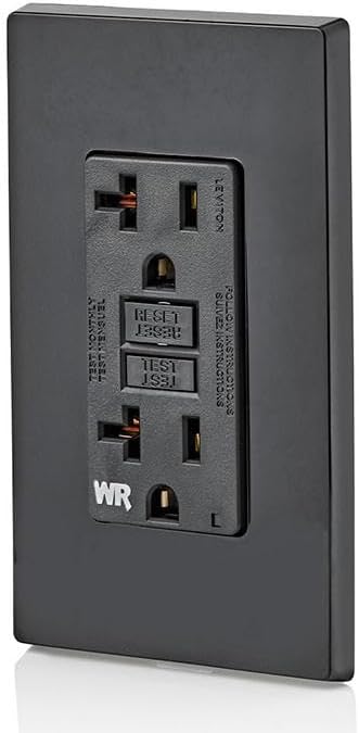 Leviton GFCI Weather-Resistant Outlet, Self Test, Non Tamper-Resistant with LED Indicator Light, Outdoor Locations, GFWR2-E, Black, 20 Amp (Pack of 10)