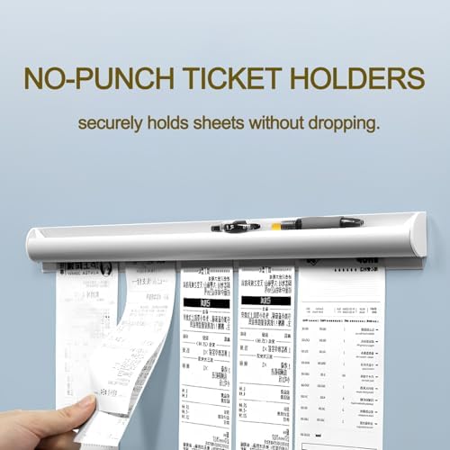 Ticket Holder for Restaurant Order Receipt Holders Strip(24 in, Silver, 2p)