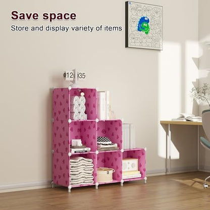 UNKU 6 Cube Storage Organizer, Closet Organizer Storage Shelves,Pink