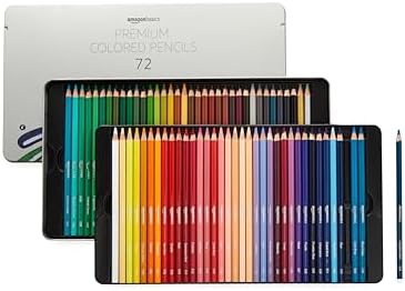 Amazon Basics Colored Pencils for Coloring and Drawing, Premium, Soft Core, Back to School Supplies, 72 Count (Pack of 1), Multicolor
