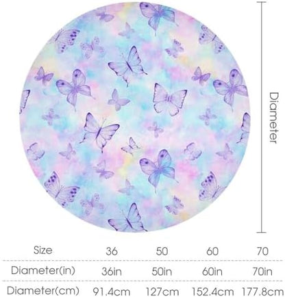Dreamy Butterfly Tablecloth, Colorful Butterflies Watercolor Blue Purple Print Table Cover for Outdoor Party Picnic Kitchen Dinning Table Decor, 50x50in