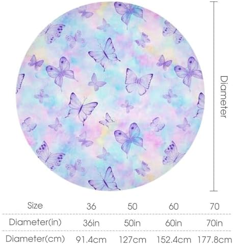 Dreamy Butterfly Tablecloth, Colorful Butterflies Watercolor Blue Purple Print Table Cover for Outdoor Party Picnic Kitchen Dinning Table Decor, 70x70in