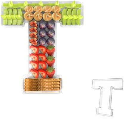 13.8" Acrylic Letter Charcuterie Tray,Fillable Alphabet Box (Letter T)