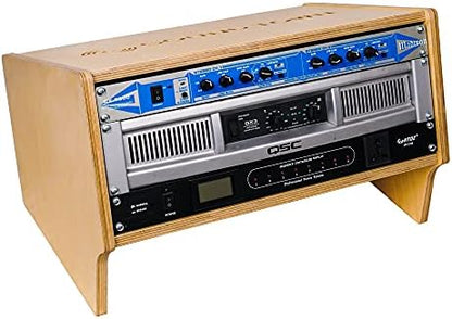 Sound Town DIY 4U Angled Desktop Turret Studio Rack with Solid Baltic Birch Plywood, Golden Oak, Assembly Required (SDRK-Y4SL)