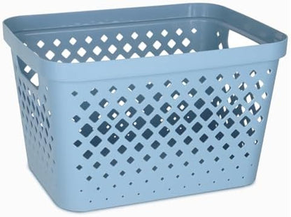 Glad Plastic Storage Basket Set, Value Pack of 6 | Open Storage Bins for Shelves, Bathroom, Pantry, Closet | Nesting Organizer Boxes with Handles, 4 Gallon, Marina Blue