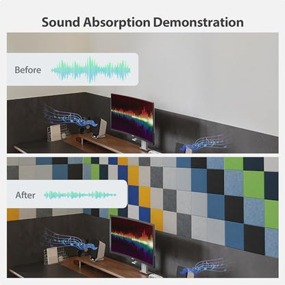 12 Pack Square Acoustic Panels Self Adhesive Sound Proof Foam