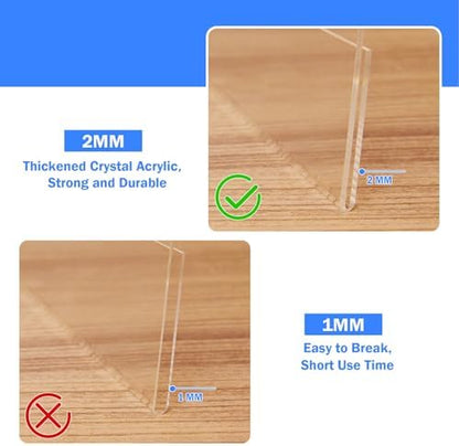 12 Pack Acrylic Sign Holder 8.5 x 11 Horizontal Slant Back Acrylic Stands for Display Plexiglass Clear Acrylic Display Stands for Ad Frame, Picture Photo Frames, Promotions, Restaurants, Office