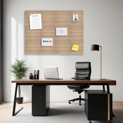12 Pack Felt Bulletin Board, 35" x 47" Large Oatmeal Pinboard Self-Adhesive