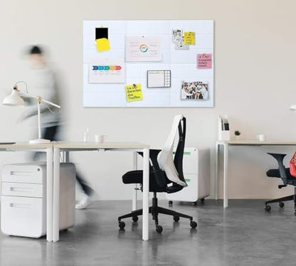 Large Cork Board Felt Board Tiles for Walls with 60 Push Pins, 11.8"x11.8" Pack of 12 Pin Board Notice Boards for Home Office Kitchen, Bulletin Board Wall Tiles for Photos Memos