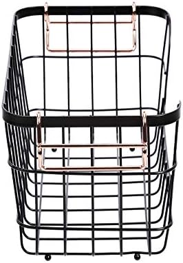 Amazon Basics Stackable Metal Wire Rectangular Storage Baskets for Kitchen, Bathroom or Pantry Organizing, 2 Count, Black (Pack of 4)