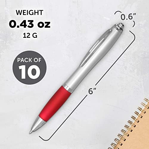 DISCOUNT PROMOS Colored Grip Gel Pens Set of 10, Bulk Pack - Great for Office, School, Business, Tradeshows, Events - RedBI