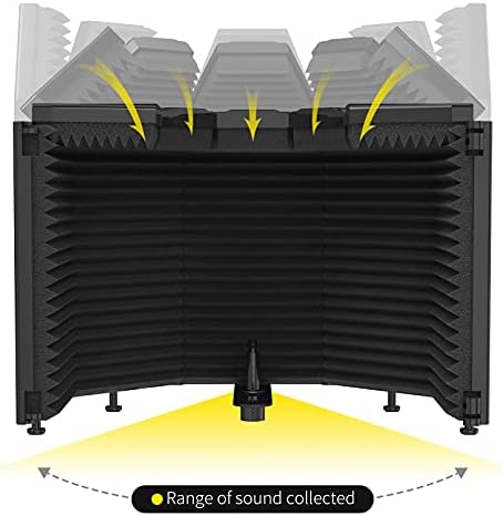 XTUGA MIS01 Recording Microphone Isolation Shield, 3 Panels Soundproof Foam