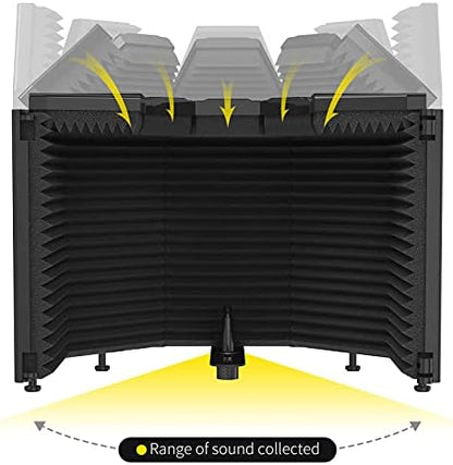 XTUGA MIS01 Recording Microphone Isolation Shield, 3 Panels Soundproof Foam