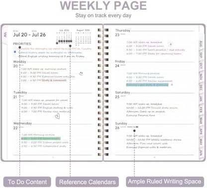 Planner 2026-2027, Weekly and Monthly Academic Planner, July 2026 - June 2027, Hardcover Calendar Agenda Book for School Year Planning, School Supplies for Teacher and Student, A5(6.3'' x 8.5'')
