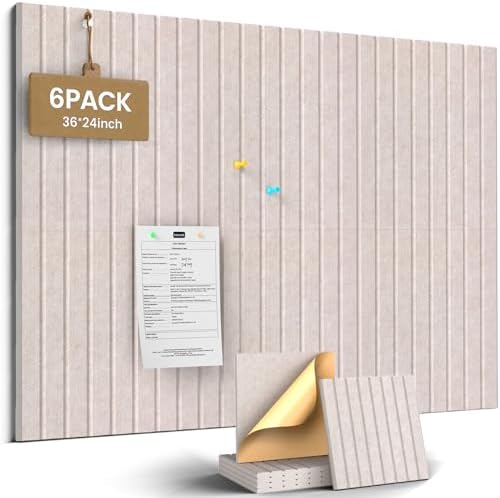 JBER Cork Board Alternative, 6 Pack 36" x 24" Felt Board, Light Camel