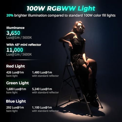 SmallRig RC 100C RGBWW COB Video Light, 100W Mini Continuous Lighting