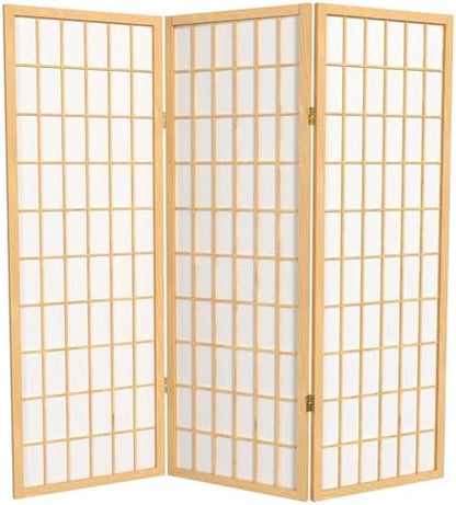 4 ft. Short Window Pane Shoji Screen - Natural - 3 Panels