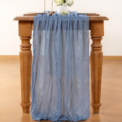 Blue Cheesecloth Table Runner Fall Boho Wedding Birthday Home Decor