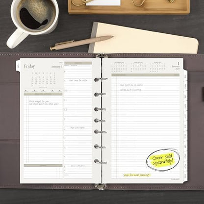 AT-A-GLANCE 2027 Planner Refill Daily, 5.5" x 8.5", Desk Size 4, Two Page Per Day Refill, 7-Ring Loose-Leaf (481-225-27)
