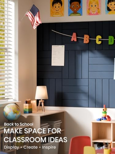 Bumusty 48" x 36" Large Cork Board Alternative, Carbon Blue