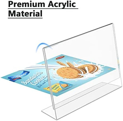 MaxGear Acrylic Sign Holder 4 x 6 Inches 12 Pack, Horizontal L Shape