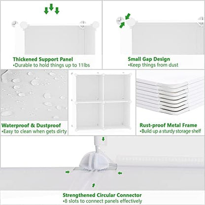 C&AHOME Plastic Cube Storage Organizer, 4-Cube Shelves Units, Milky