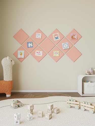 Thick Felt Pin Board Tiles 15 Pack, 11.8x11.8 Bulletin Board for Wall