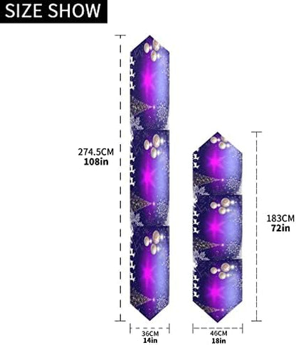 ALAZA Double-Sided Christmas Purple Snowflakes Christmas Tree Santa Claus on Deer Table Runner 18x72 Inches Long,Table Cloth Runner for Wedding Birthday Party Kitchen Dining Home Everyday Decor 28