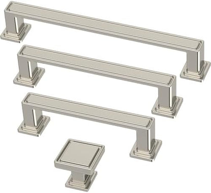 Franklin Brass 10 Pack Polished Nickel Cabinet Handles 3 inch (76mm) Kitchen Cabinet Handles and Drawer Pulls for Cupboards and Dressers | Recessed Square