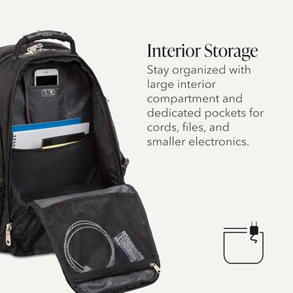 SWISSGEAR 1900 ScanSmart Laptop Backpack, Fits Most 17-Inch Laptops, TSA-Friendly Lay-Flat Design, RFID Protection, and Tablet Pocket, Black, 31L, 18.5-Inch