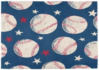 ALAZA Baseball Pattern Set of 4 Placemats Rectangle Table Mat for Dining Table Restaurant Kitchen Home Decor, 12" x 18"