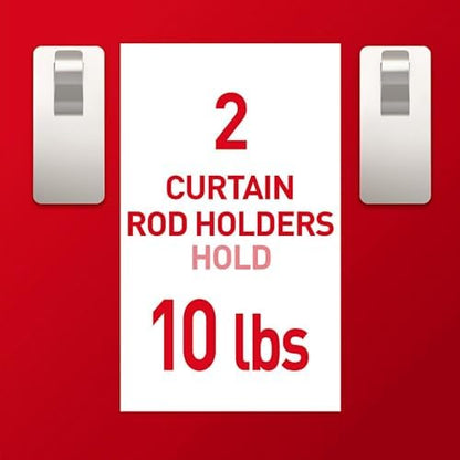 Command Medium Satin Nickel Curtain Rod Hooks, 4 Hooks, 12 Strips