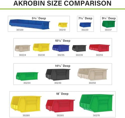 Akro-Mils 30220 AkroBins Plastic Storage Bins, 7"x4"x3", Stone, 24-Pack