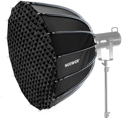 NEEWER BASICS Parabolic Softbox Bowens Mount, 35.4" Quick Release Soft Box Light Diffuser/Grid/Bag Compatible with Godox Compatible with Aputure 600d Studio Photography Video Recording Lighting, NS38P