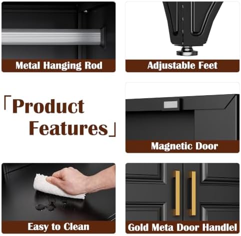 SteeLoong 86”H Metal Wardrobe Cabinet,Armoire Wardrobe Closet with Drawer