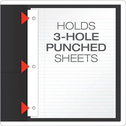 Oxford Two-Pocket Folders w/Fasteners, Black, Letter Size, 25 per Box (57706)