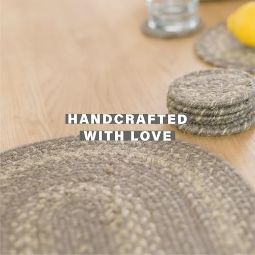 Homespice Grey Cloud Jute Braided Placemats, Oval 13x19 Set of 4