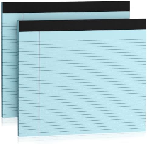 2 Pack Note Pads 11" x 9.5" Legal Pads College Ruled Notepad Micro Perforated Writing Pads Blue Lined Paper 80GSM College Ruled Paper Pad of Paper 30 Sheets Notebook for School, To-Do Lists, Office