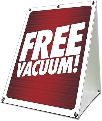 Free Vacuum 18" x 24" A-Frame Sidewalk Sign| Advertise Your Business | Images On Both Sides | Car Wash Vac Automaric Detailing | Made in The USA