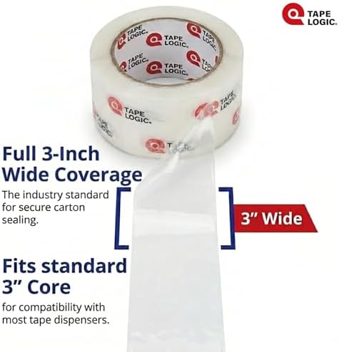 Tape Logic Packing Tape (6-Rolls), 3" x 55 yd - Industrial Strength Packaging Tape Refill for Shipping, Moving, Order Fulfillment, Acrylic 3.5 Mil