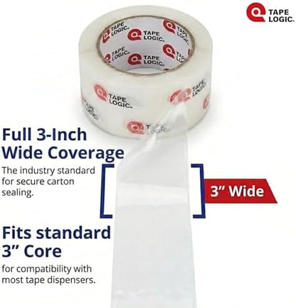 Tape Logic Packing Tape (6-Rolls), 3" x 55 yd - Industrial Strength Packaging Tape Refill for Shipping, Moving, Order Fulfillment, Acrylic 3.5 Mil
