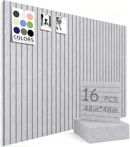 48" x 48" Cork Board Alternative, 16 Pack Felt Bulletin Board Tiles with 30 Adhesive Tabs Wall Push Pin Board for Office Classroom Bedroom Decor