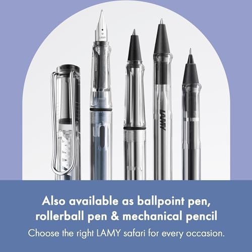 LAMY safari vista - Fountain Pen with ergonomic grip & polished steel nib in size B - ideal for any Writing & Calligraphy - including LAMY T 10 blue cartridge - Right-Handed