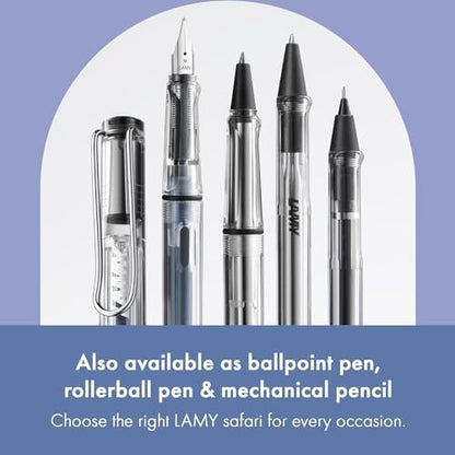 LAMY safari vista - Fountain Pen with ergonomic grip & polished Left-Handed steel nib (LH) in size M - ideal for any Writing & Calligraphy - including LAMY T 10 blue cartridge